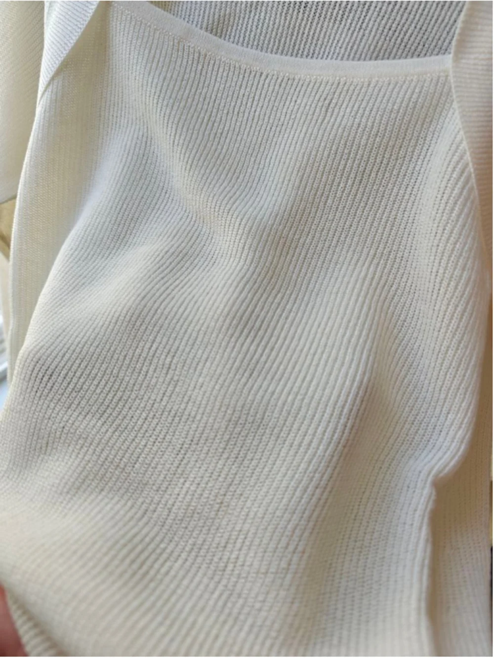 Ivory 2-in-1 Layered Knit Top | Square Neck Minimalist Sweater